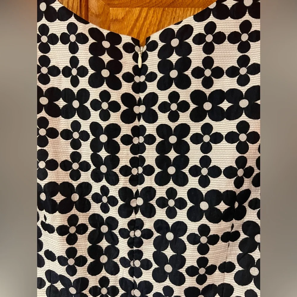 RSVP by Talbots Navy Blue & White Jacquard Daisy-Print Fit‎ & Flare Dress Size 8